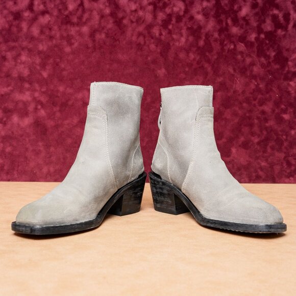 rag&bone Women Bristol Grey Leather Back Zip Moto Ankle Boots sz 7.5US EUR 38 - Picture 3 of 9